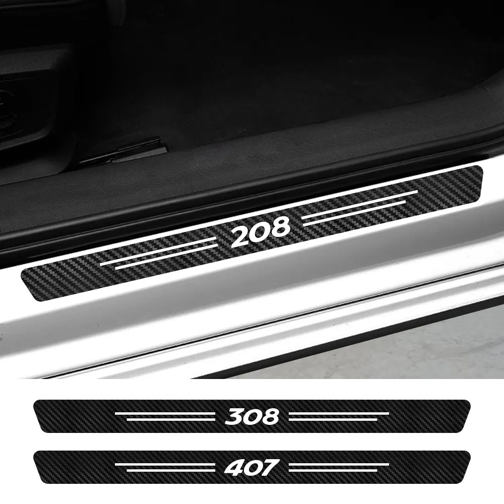 For Peugeot 107 108 206 207 208 301 306 307 308 407 408 508 2008 3008 5008 Auto Accessories Car Door Sill Threshold Stickers