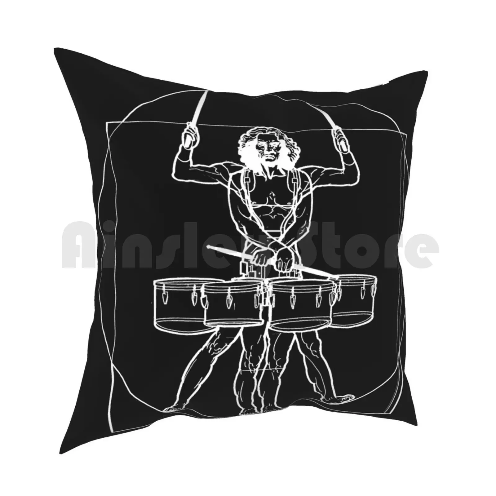 Vitruvian Tenor Drummer Pillow Case Printed Home Soft Throw Pillow Vitruvian Tenor Drummer Vitruvian Man Vitruvian Tenor