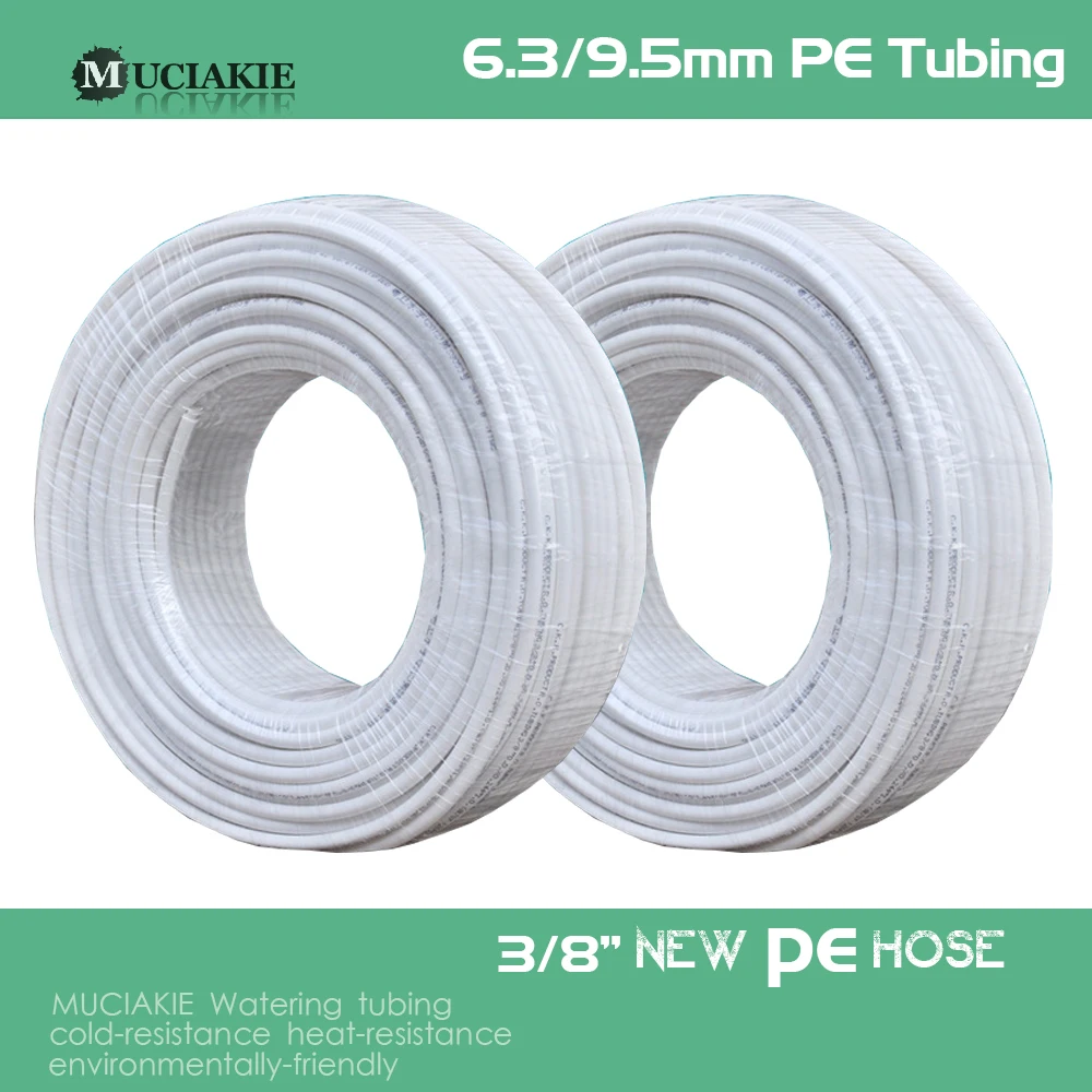 MUCIAKIE 3/8'' PE Pipe Food Grade Water Purifier Tubing ID6.3OD9.5MM Flexible Hose Garden Watering Irrigation Hose Aquarium Tube