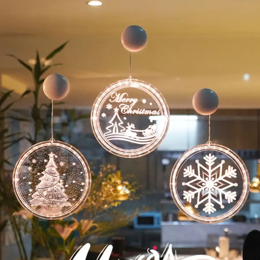 Christmas LED Acrylic Decoration Lights Room 3D Hanging Pendant Home Living Room Layout Window Garden Decoration Modeling Light