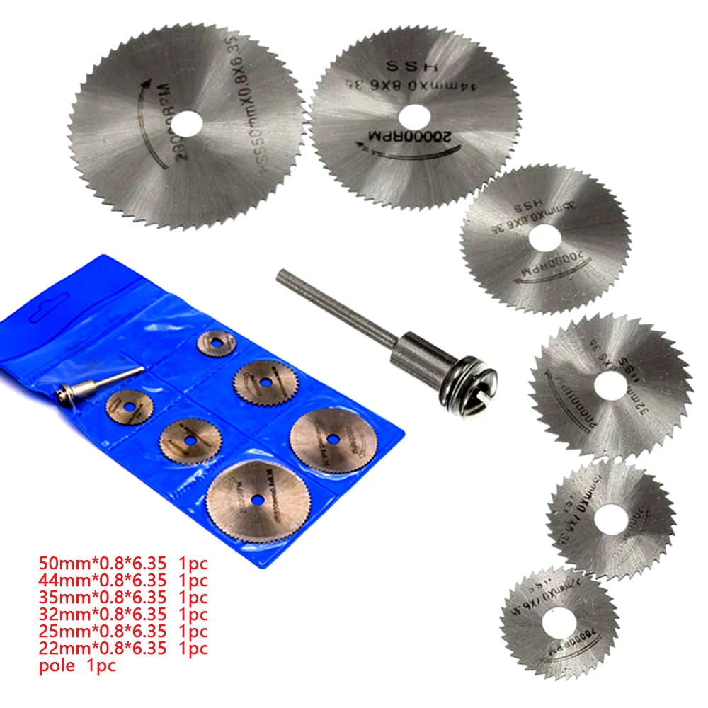 MX 7pcs Mini Saw Blade Set HSS Material Circular Saw Blade Electric Grinding Cutting Disc Rotary T Electric Circular Saw Blades