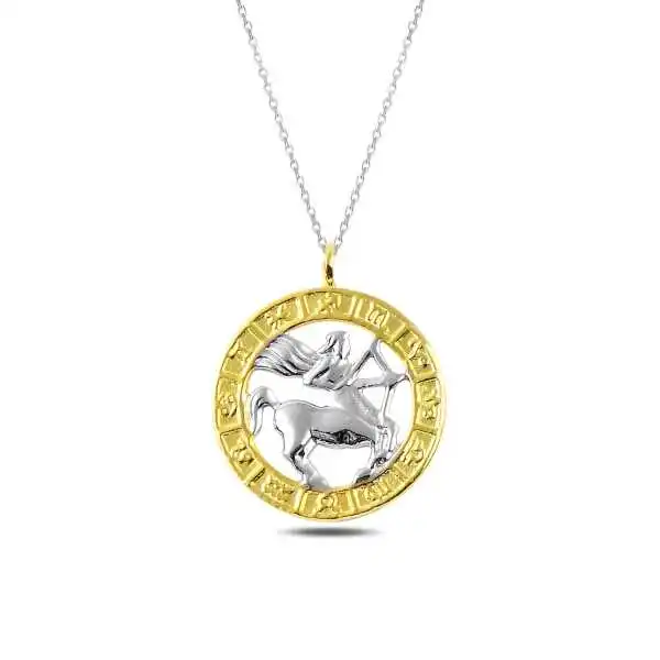 Silver Gold Sagittarius Zodiac Pendant Women Fine Jewelry Wedding Party Birthday Gift - Box - Pendant - Chain Choker - Female - Ladies - Fashion