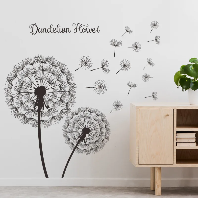 Beautiful Flying Dandelions Wall Stickers Living Room Bedroom Entrance Home Decoration Wallpaper Art Decals Removable Sticker