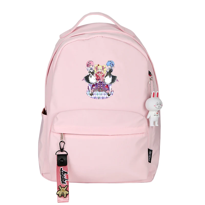 

Re:Life in a different world from zero Ram Rem Kawaii Women Backpack Nylon Bookbag Girls Travel Bagpack Cartoon School Bag