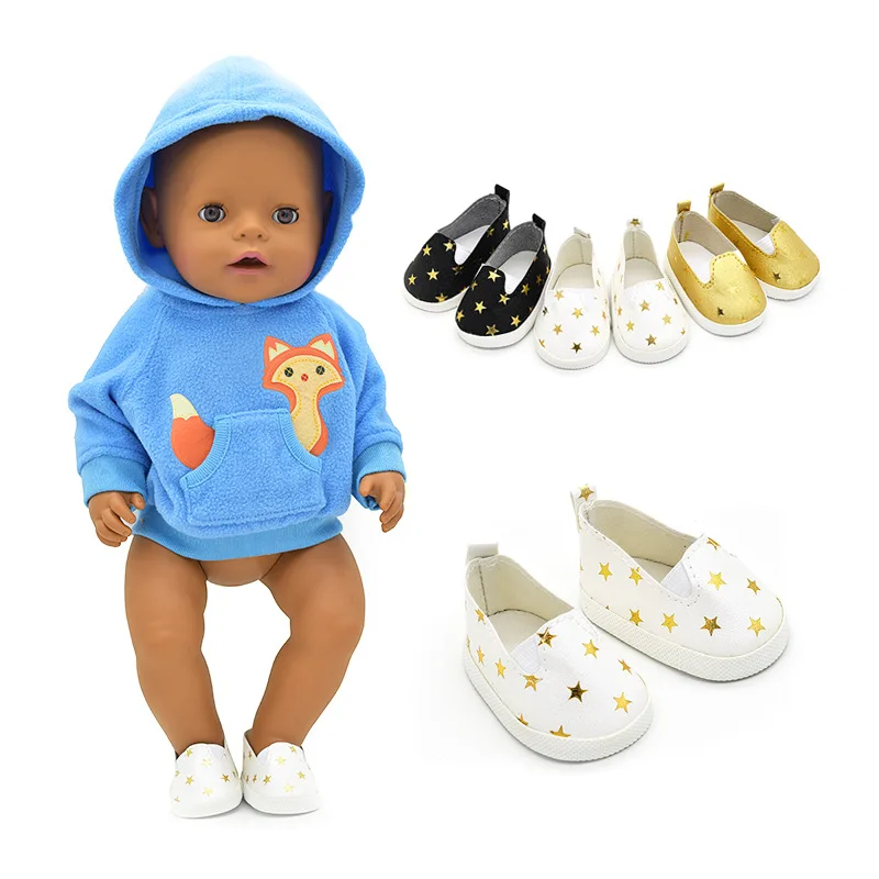 New Star Point Canvas Shoes Fit For 43cm Baby Doll 17inch Reborn Baby Doll Shoes Accessories