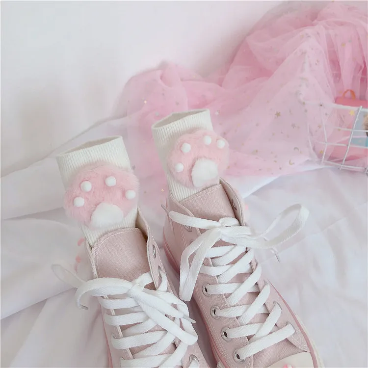 Japanese pink meow girl cute high-top fantasy canvas shoes sweet lolita shoes tea party kawaii princess kawaii shoes vintage