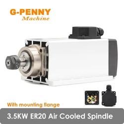 3.5KW ER20 Air Cooled Spindle Motor 4pcs bearing 220v/380v 0.01mm accuracy With Flange  Wood Working Spindle