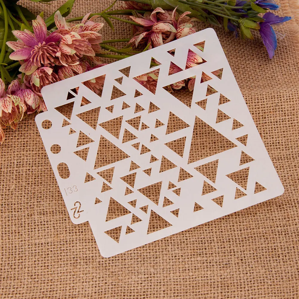 14*13cm Tri angle Geometry DIY Layering Stencils Wall Painting Scrapbook Coloring Embossing Album Decorative Template