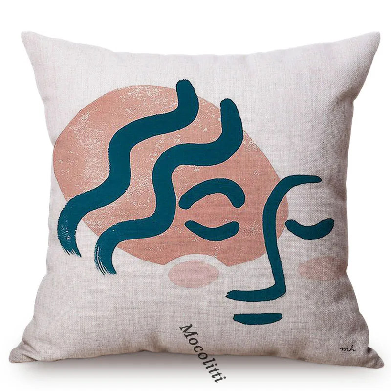 Modern Sketch Art Home Decoration Sofa Pillow Case Abstract Geometric Line Design Sexy Woman Face Decorative Chair Cushion Cover