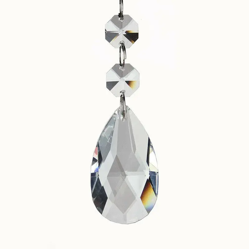 Camal 20Pcs Crystal Clear 38mm Teardrop Chandelier Prisms Pendants Parts Beads Hanging Lamp Lighting Part Home Decoration