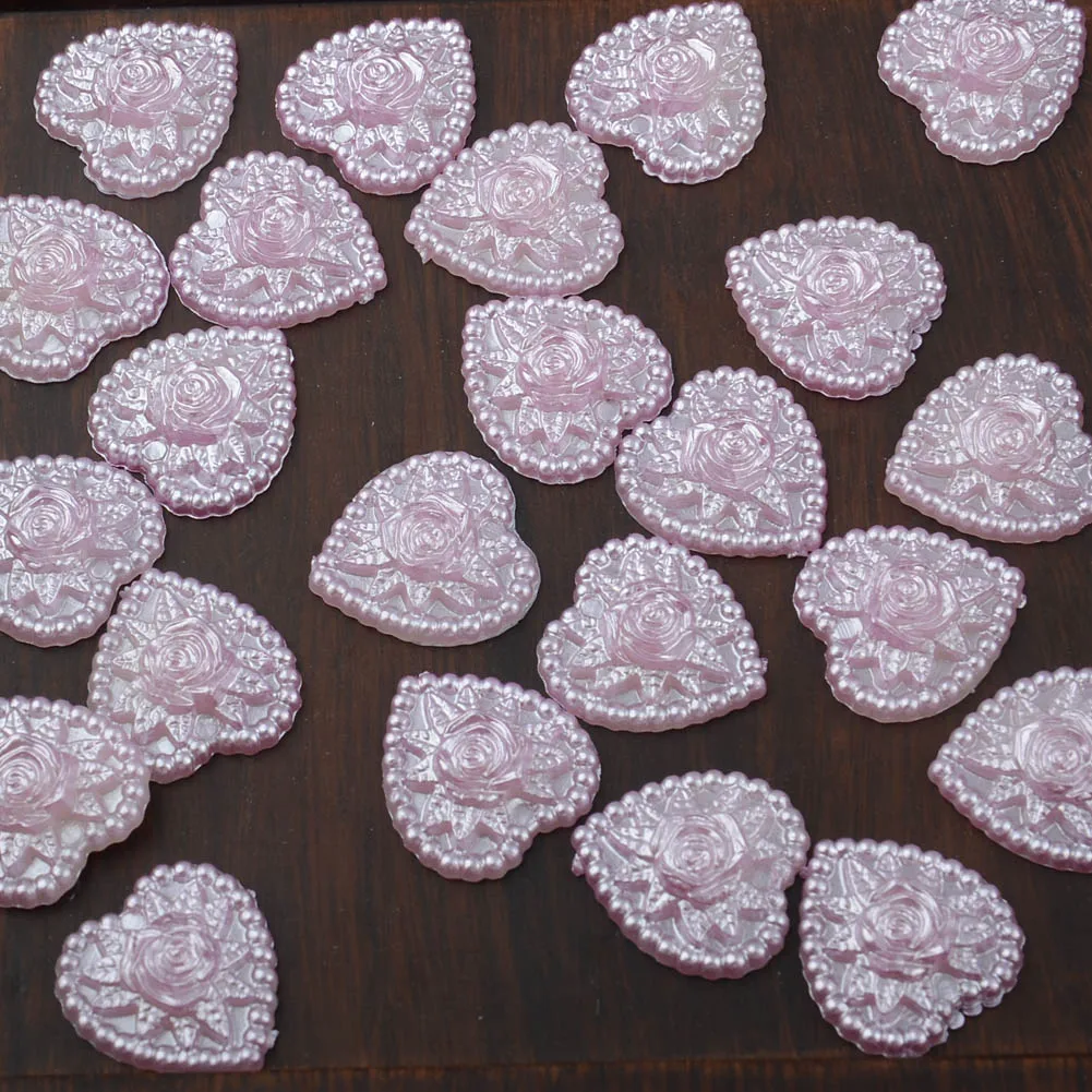 BOLIAO Heart Shape 15Pcs 17*17mm( 0.67*0.67 in ) Pattern Purple Resin FlatBack Resin Delicate Clothes/Wedding Home Decor No Hole