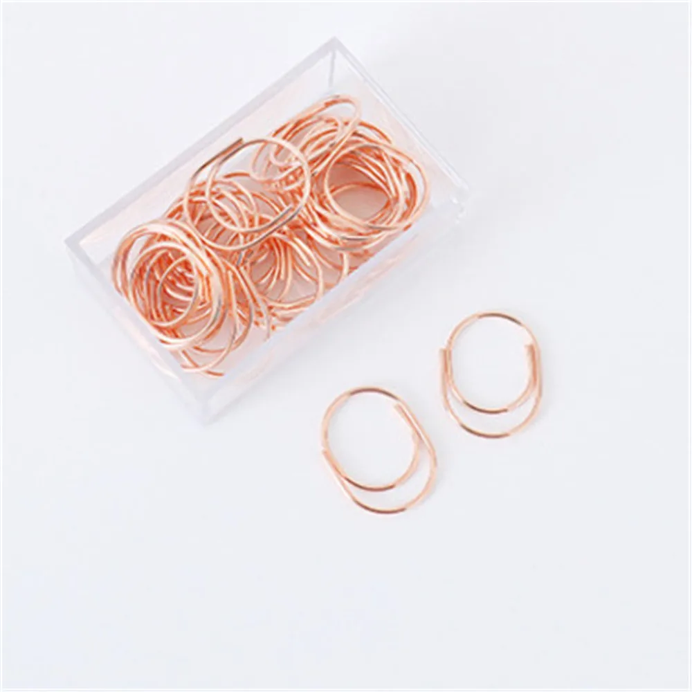 30/50pcs Paper Clips Decorative Colorful Decor For Office Stationery Paper Clip Round Shape School Supplies Rose Gold Silver