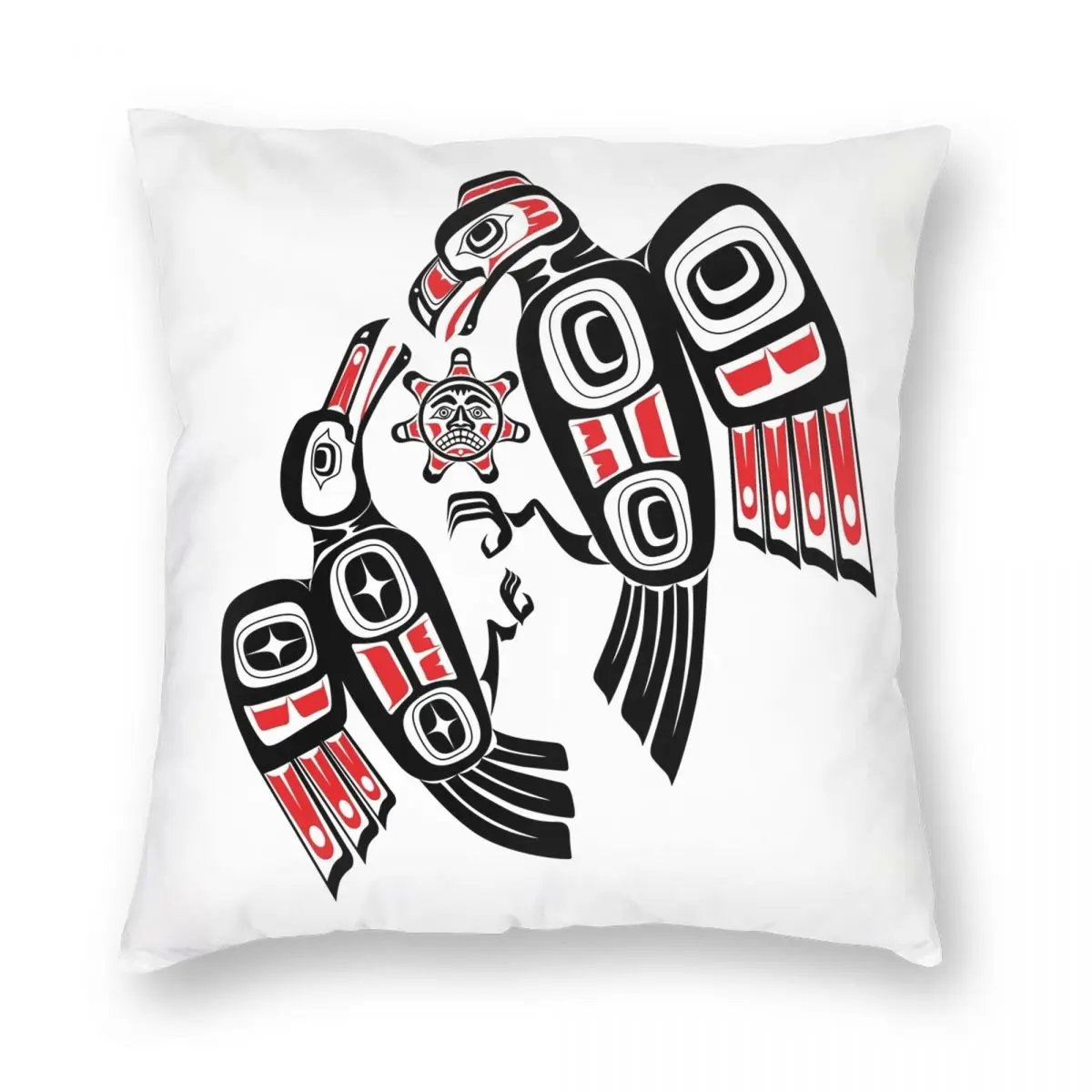 

Haida Eagle Battles Raven For The Light Square Pillowcase Polyester Linen Velvet Pattern Zip Decorative Home Cushion Cover