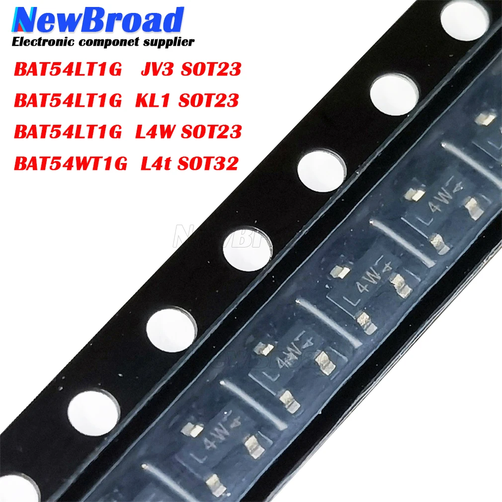 100PCS BAT54LT1G JV3 KL1 L4W SOT23 BAT54W-7-F BAT54WT1G L4t B4 KL5 SOT-323 Schottky diode 30V 200MA