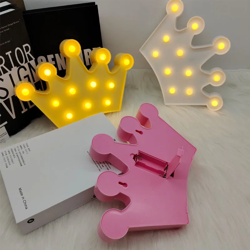 Lámpara de mesa LED con forma de corona 3D, luz de noche para fiesta de Navidad, hogar, habitación, boda, jardín, fiesta, lámpara de pared, decoración, regalo para niña