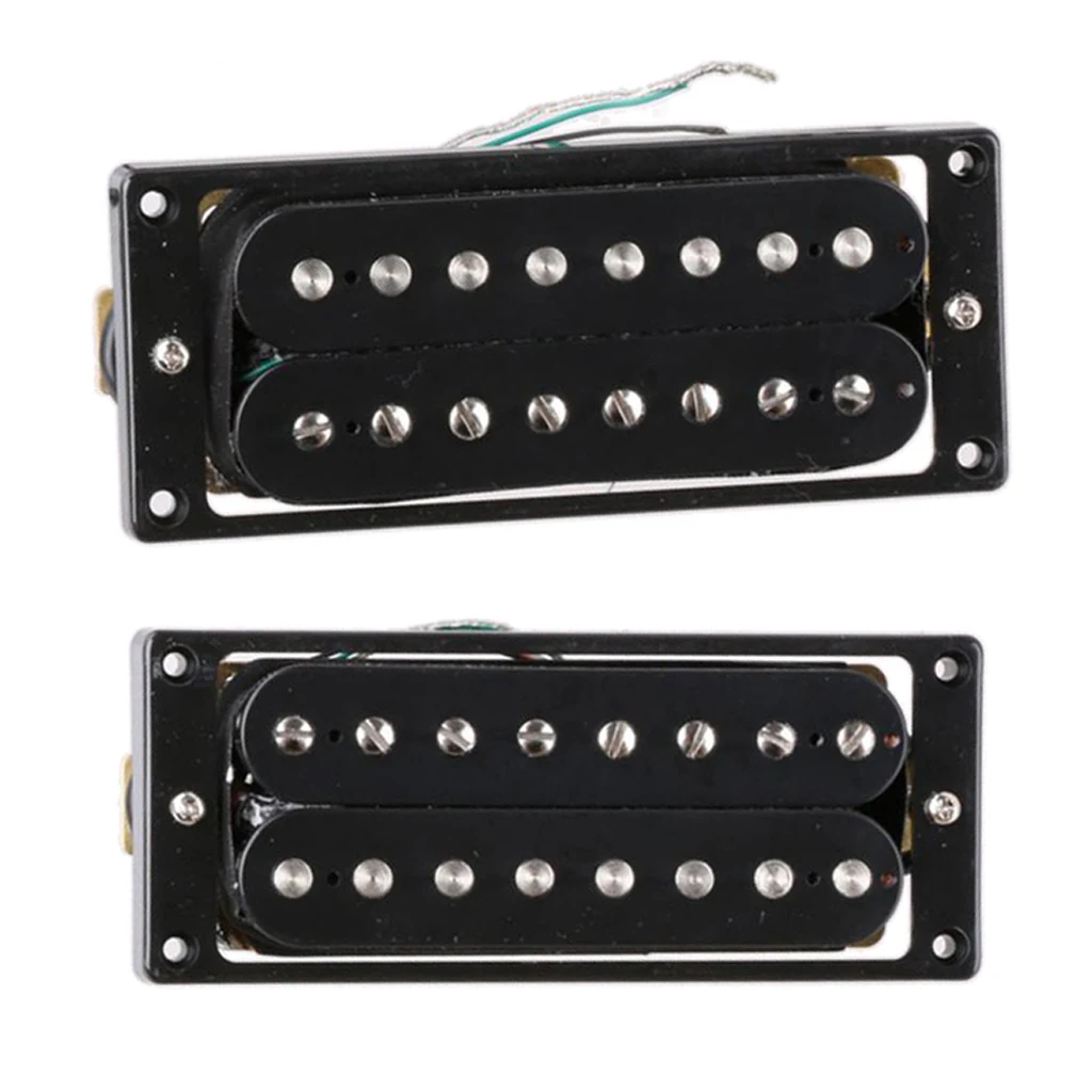 2 Pieces 8 String Electric Guitar Humbucker Pickup Double Coils Neck Bridge Pickup Set, Black