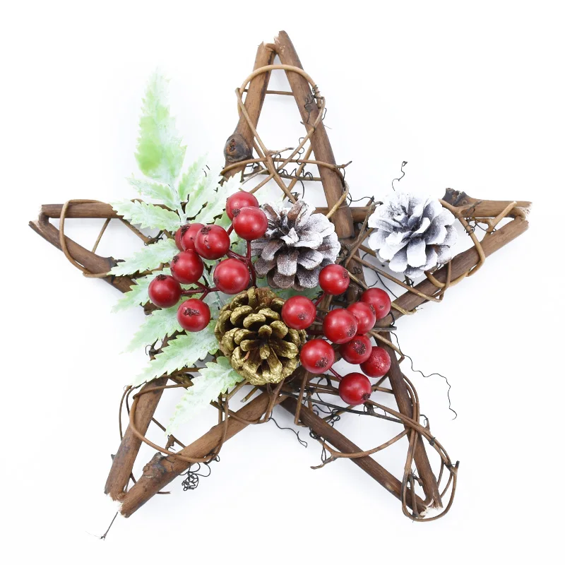 10/15/20cm Artificial Flowers for Wall Rattan Star Frame Wreaths Christmas Decoration For Home DIY Handmade Door Hanging Wedding