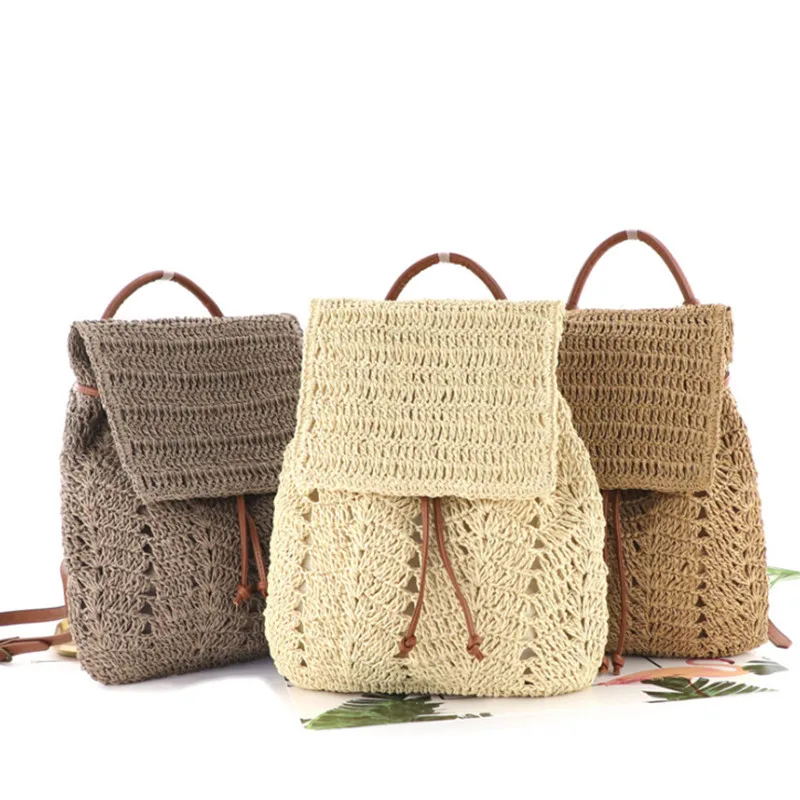 New Multifunctional Shoulder Backpack Straw Bag Fashion Woven Beach Backpack Women Casual Travel Backpack Girls Backpack