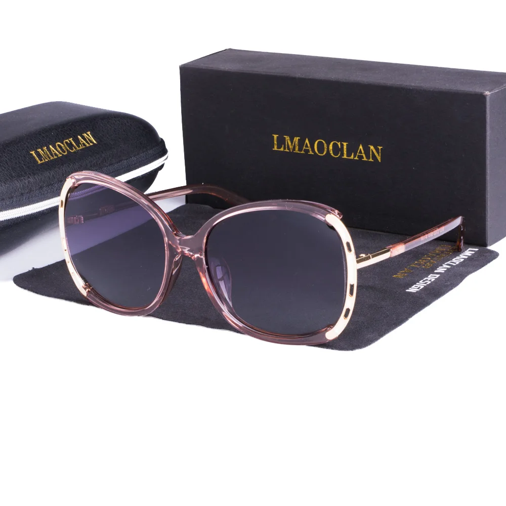 LMAOCLAN Polarized Sunglasses Women Ladies Gradient Sun Glasses Female Vintage Oversized Eyewear UV400