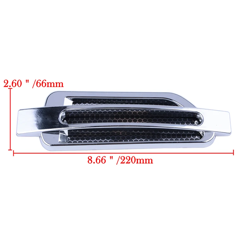 Rhyming 2Pcs Car Side Fender Vent Sticker Air Flow Spoiler Racing Intake Grille Trim Chrome Decorative Automobile Accessories