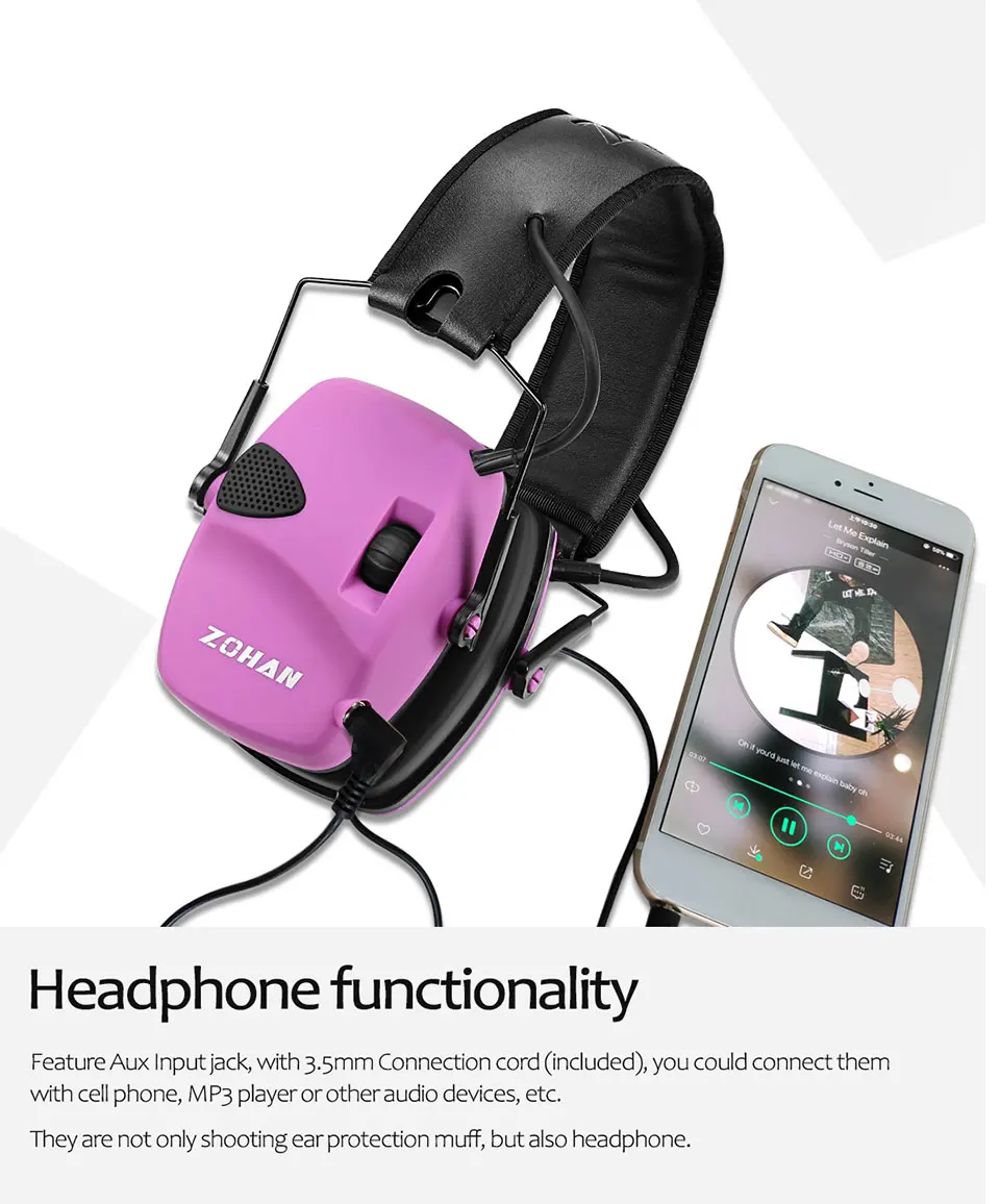 Proteção auditiva eletrônica tiro Earmuffs para mulheres, caça protetora, anti-ruído fone de ouvido, orelha Muff, parte superior