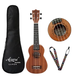 Aiersi 21 Inch Mahogany Soprano Ukulele Guitar 4 Strings Hawaii Ukelele Education Musical Instruments Gift with Bag and Strap