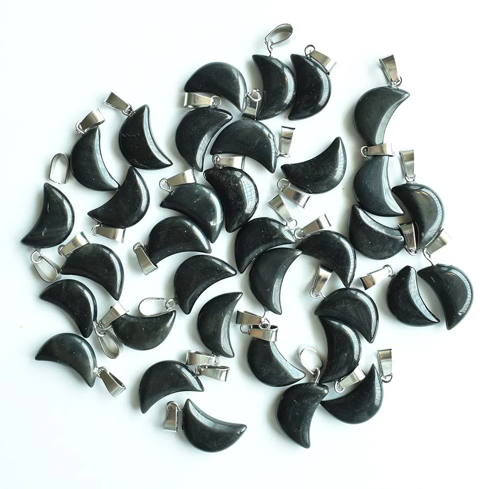 Hochwertige, sortierte Anhänger in Halbmondform aus Naturstein für die Herstellung von DIY-Schmuck. Großhandel 50 Stück/Los kostenlos. – Detail 24