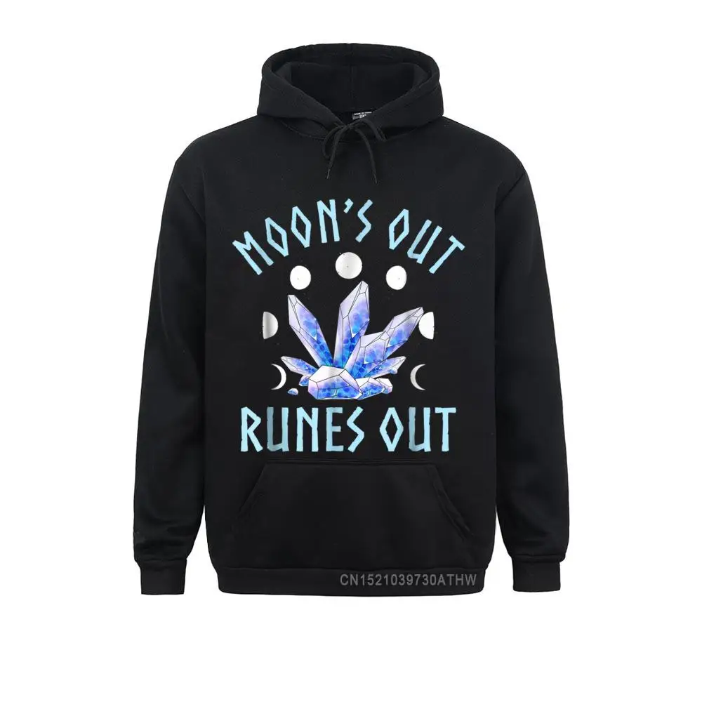 Long Sleeve Hoodies Man Men Sweatshirts Moons Out Runes Out Crystals Moon Cycle Witch Pagan Hooded Tops Normal Hoods Brand