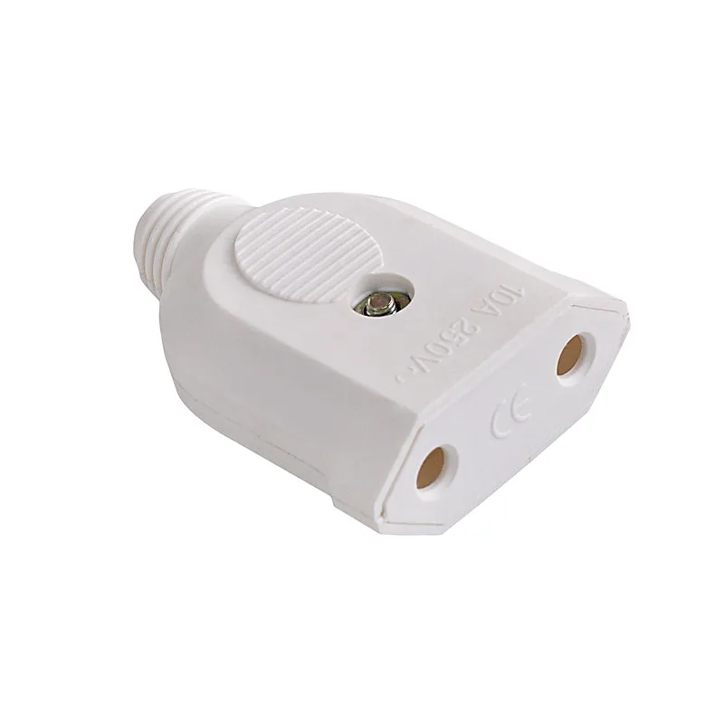 1pc EU European 2 Pin AC Electric Power Male Plug Female Socket Outlet Adaptor Adapter Wire Rewireable Extension Cord Connector