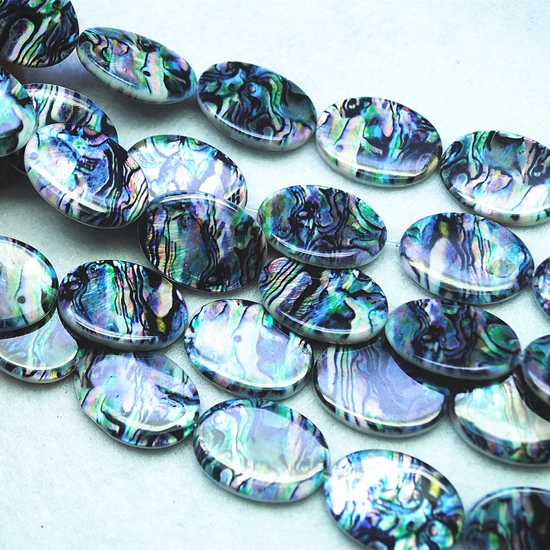 22PCS Nature Shell Beads Oval Shape Mother Of Pearl With Abalone 13X18MM For Women Necklace Making New Designs