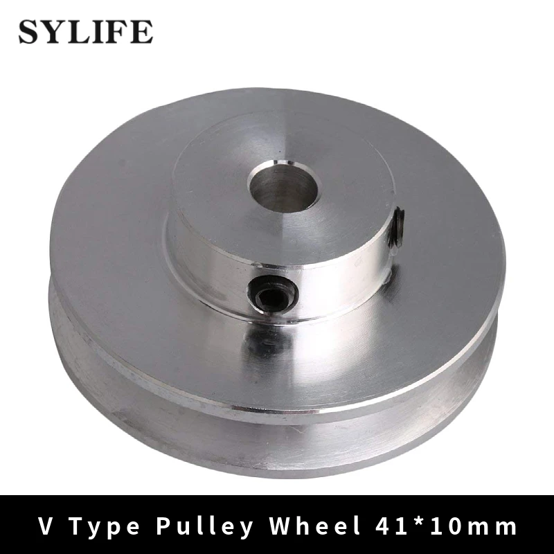 4.1x1.6x1CM Silver Aluminum Alloy 1CM Fixed Hole Single Groove V-shape Pulley for Motor Shaft 0.3-0.5CM PU Round Belt