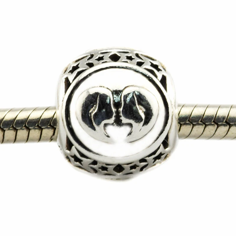 

Gemini Star Sign Charm Beads for Jewelry Making Birthday Silver 925 Jewelry Original Vintage Beads for Charms Bracelets Women