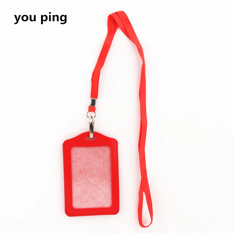 High Quality  616 Leather Badge Holder Card Sleeve ID Bank  Badge Reels Key Ring Chain Clips School Student Office