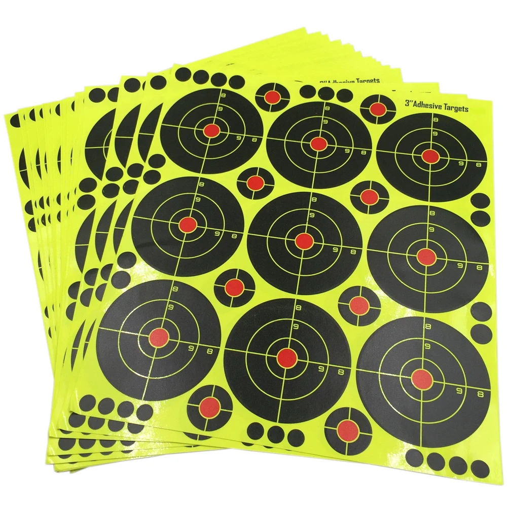 3" Self-Adhesive Splatter Splash & Reactive(Color Impact) Shooting Sticker Targets(Bull's Eye) 10 Sheets(90 Pcs)/Pack image 3