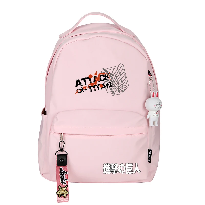 

Attack On Titan Hot Anime School Backpack Small Travel Back Pack Cartoon Pink Bookbag Nylon Girls Shoulder Bags Kawaii Rugzak