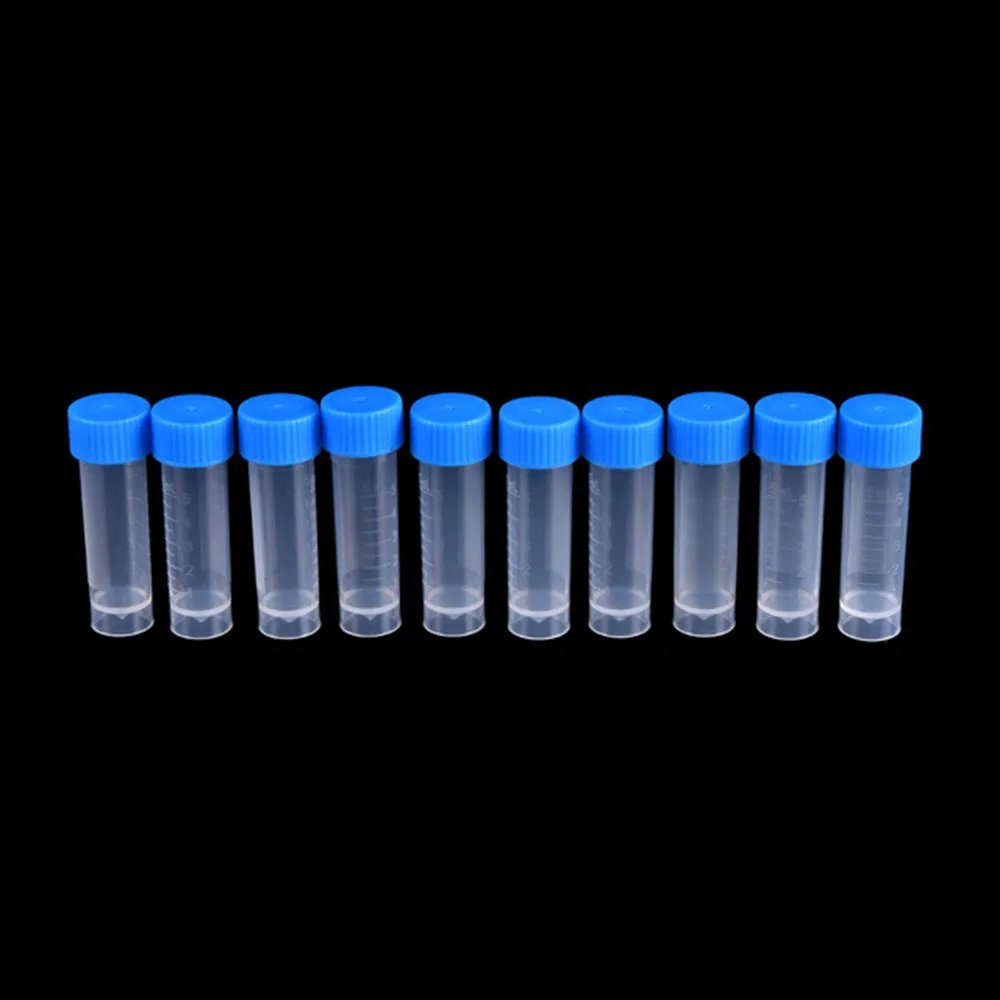 Laboratory Chemistry Plastic Test Tubes Vials Seal Caps Pack Container For Office School Chemistry Supplies 10PCS * 5ml lab