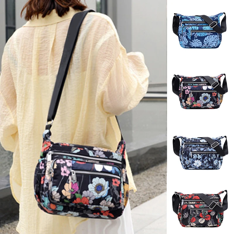 2024 New Printed Multi-pocket Large Capacity Waterproof Nylon Ladies Messenger Bag Zipper Design Shoulder Bag Bandolera Mujer