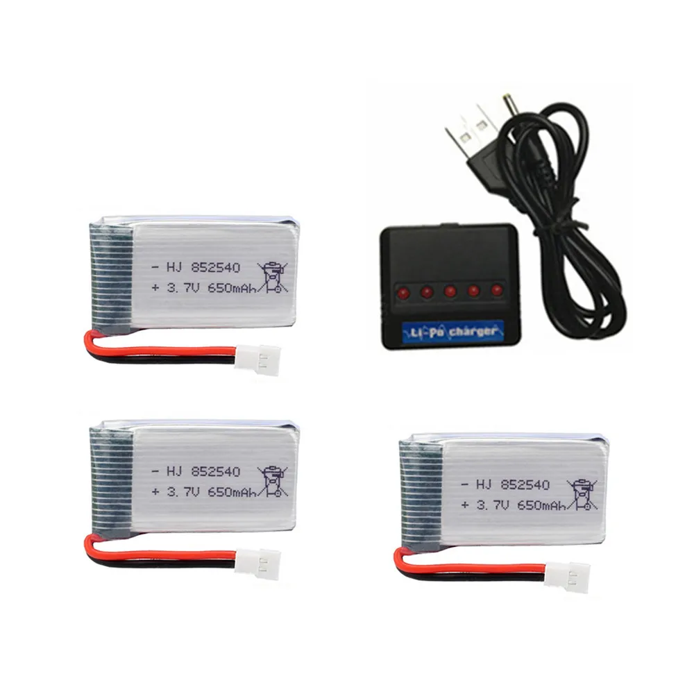 3.7V 650mAh يبو البطارية + 3.7v شاحن ل SYMA X5C X5C-1 X5 H5C X5SW X6SW H9D H5C Drone 852540 3.7V يبو بطارية قابلة للشحن