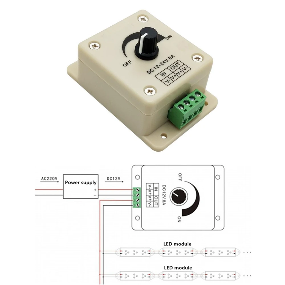 Voltage Regulator DC-DC Voltage Stabilizer 8A Power Supply Adjustable Speed Controller DC 12V LED Dimmer 12 V