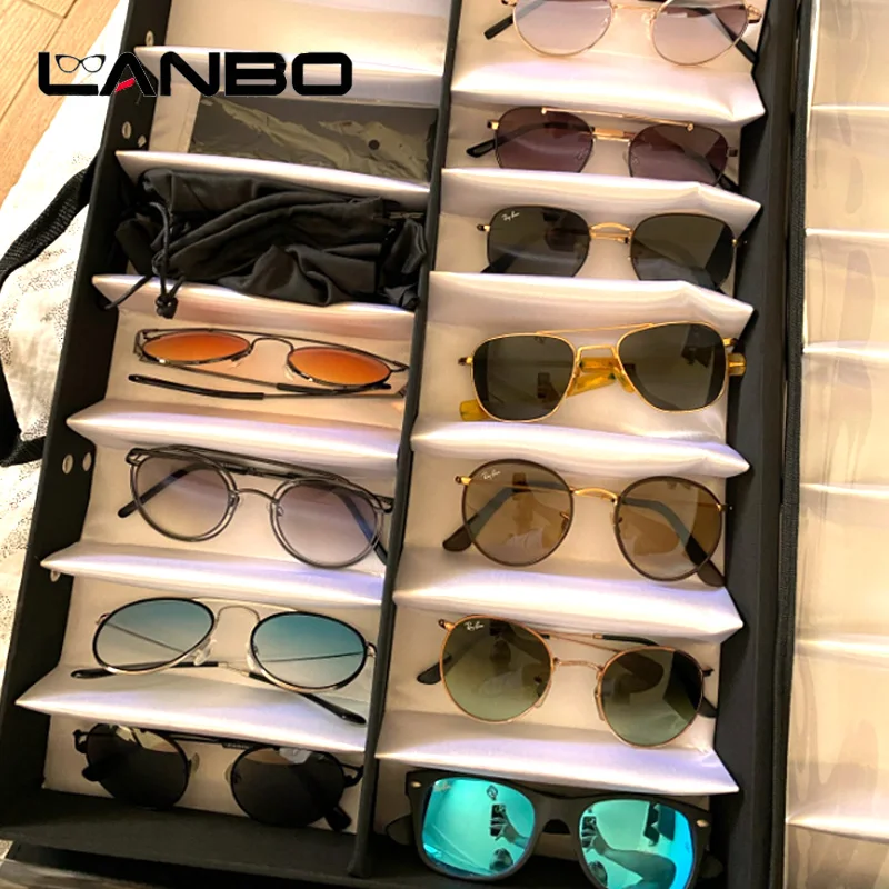 24 Slots Suitcase High Quality Glasses Case Glasses Sunglasses Display Rack Holder Glasses Organizer Display Box Case