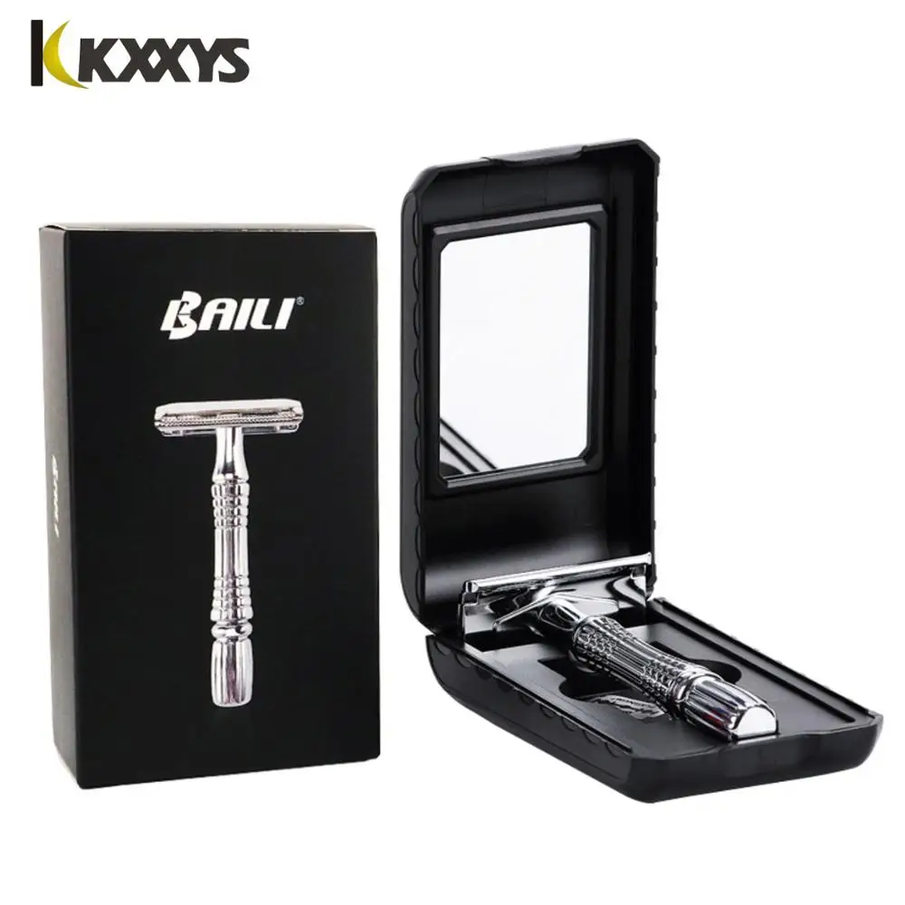 Short Handle Classic Safety Razor Double Edge Mens Shaving Steel Razor Gift Box Pack Cure Handle 1 Razor +1 Blade