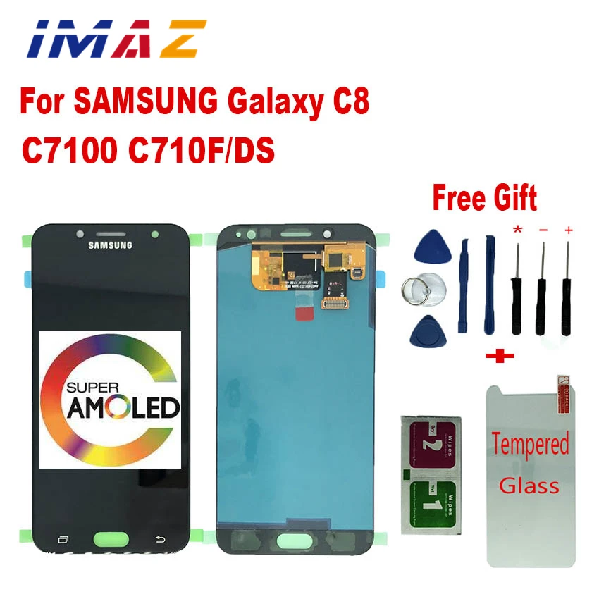 

IMAZ SUPER AMOLED 5.5" LCD For Samsung Galaxy C8 C7100 C710F LCD Display Touch Screen Digitizer Assembly For J7 Plus C7 2017 LCD