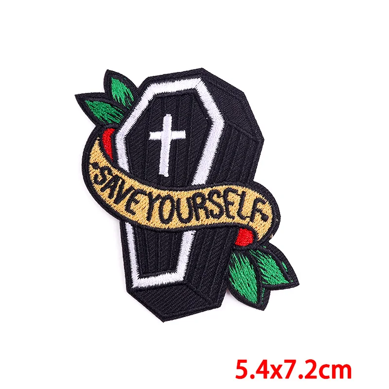 Prajan 10PCS Jesus Patch Save yourself Applique Embroidered Patches On Clothes Stripes DIY Punk Badges Patches For Clothing