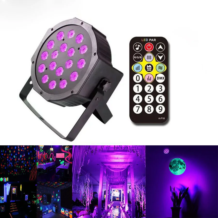 UV 18 LED Stage Lights Disco Light With DMX 512 Violet Led Laser Projector Stage Lighting For Party Wedding Christmas KTV Club