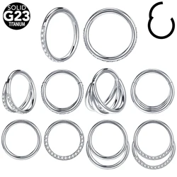 ZS 1 PC G23 Titanium Nose Ring For Women Men AAA Cubic Zircon Septum Piercings 16G Ear Helix Cartilage Tragus Piercing Jewelry