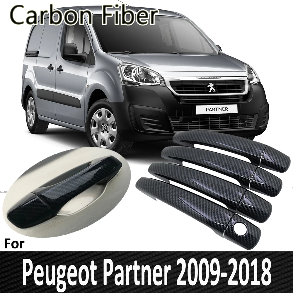 

Черное углеродное волокно для Peugeot Partner 2009 2010 2011 2012 2013 2014 2015 2016 2017, крышка дверной ручки, ремонт автомобильных аксессуаров