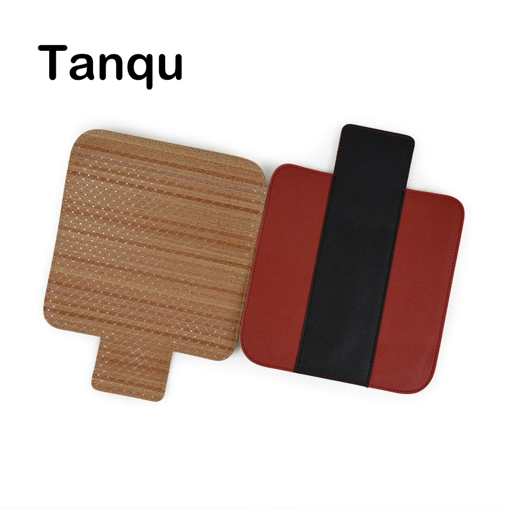 TANQU T-shaped Wood Grain Contrast Color PU Leather Flap Cover Lid Clamshell with Magnetic Lock Snap Fastener for Obag O Pocket