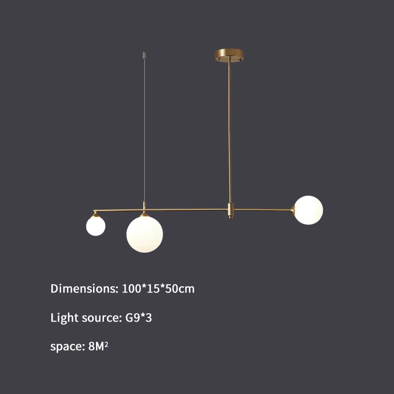 Nordic G9 Gold Copper Led Chandelier Pendant Lamp For Dining Room Kitchen Table Home Glass Ball Modern Ceiling New Hanging Light