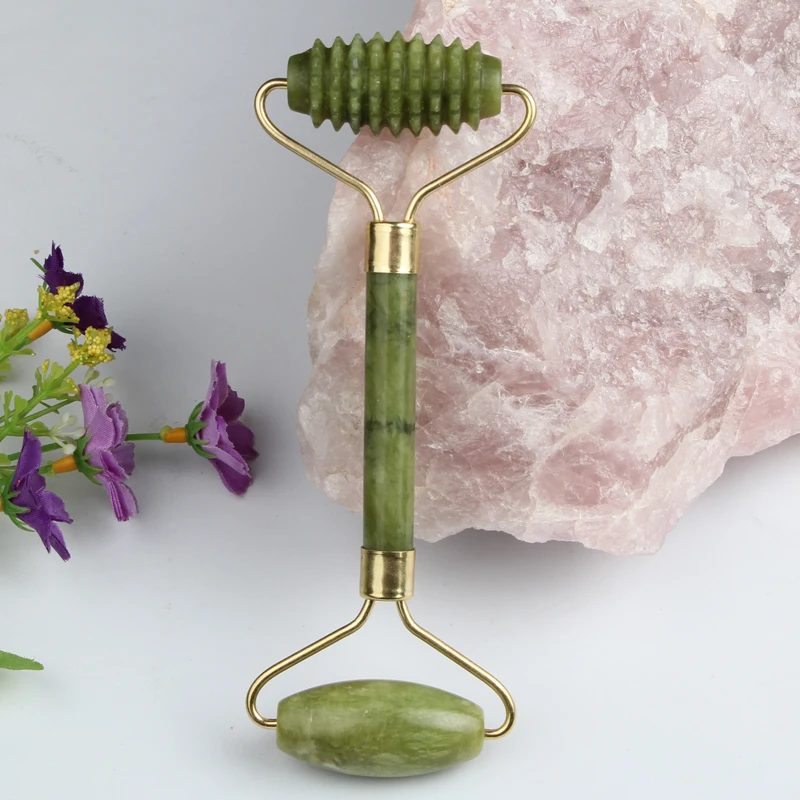 THB Schönheit Massager Für Gesicht Hautpflege Grün Jade Gesicht Walze Stein Massage GuaSha Schaben Rose Quarz Produkte Abnehmen Bord