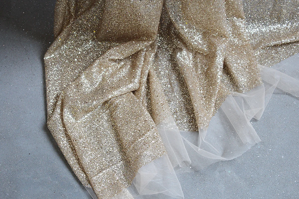 Sprinkle Bronzing Tulle Fabric Golden Diamond Sequins DIY Background Decor Various Skirt Dress Stage Clothes Designer Fabric